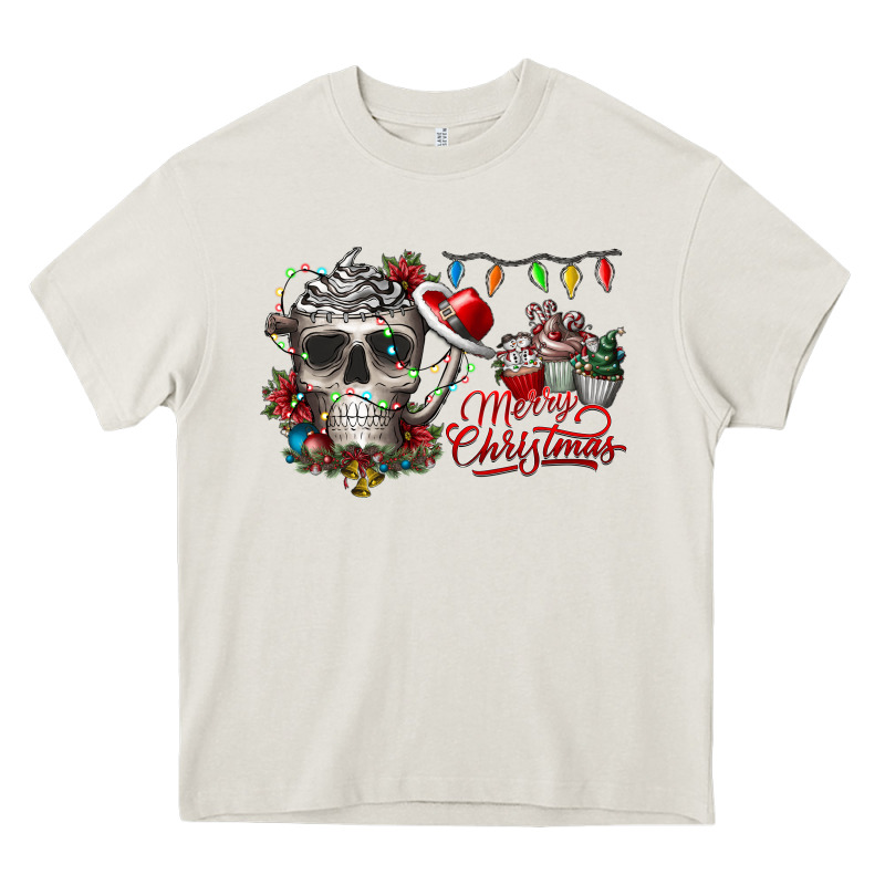 Merry Christmas  Skull Heavy Core Tee by CowhideDigitalArt | Teevron
