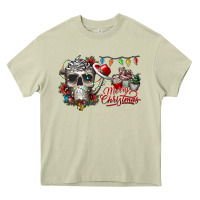 Mossy Merry Christmas  skull Heavy Core Tee - CowhideDigitalArt