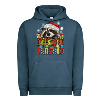 Pigment Midnight Navy lets get trashed with raccoon Urban Hoodie - MaliasSmallBusiness