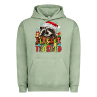 Pigment Oil Green lets get trashed with raccoon Urban Hoodie - MaliasSmallBusiness