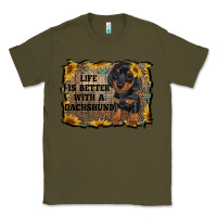 Army Green life is better with a dachshund Classic Tee - RanaPortraitStore