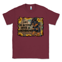 Burgundy life is better with a dachshund Classic Tee - RanaPortraitStore