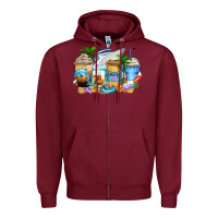 Burgundy cruise life coffee cups Zipper Hoodie - Zillion Design Studio