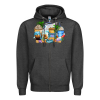 Charcoal Heather cruise life coffee cups Zipper Hoodie - Zillion Design Studio