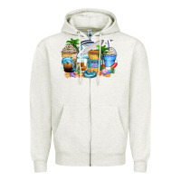 Oatmeal Heather cruise life coffee cups Zipper Hoodie - Zillion Design Studio