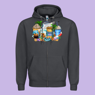 Cruise Life Coffee Cups Zipper Hoodie Designed By Zillion Design Studio