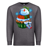 Charcoal Heather snowman cupcake Premium Sweatshirt - AdoDesignShop