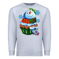 Heather Grey snowman cupcake Premium Sweatshirt - AdoDesignShop