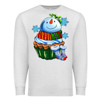 Oatmeal Heather snowman cupcake Premium Sweatshirt - AdoDesignShop