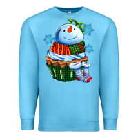 Ocean Blue snowman cupcake Premium Sweatshirt - AdoDesignShop
