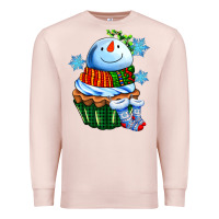 Pale Pink snowman cupcake Premium Sweatshirt - AdoDesignShop