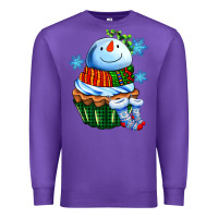 Purple snowman cupcake Premium Sweatshirt - AdoDesignShop