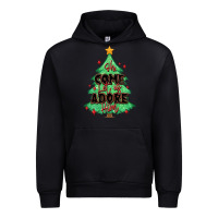 Black oh come let us adore him christmas tree Urban Hoodie - MaliasSmallBusiness