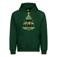 Forest Green oh come let us adore him christmas tree Urban Hoodie - MaliasSmallBusiness