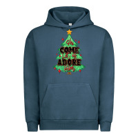 Pigment Midnight Navy oh come let us adore him christmas tree Urban Hoodie - MaliasSmallBusiness