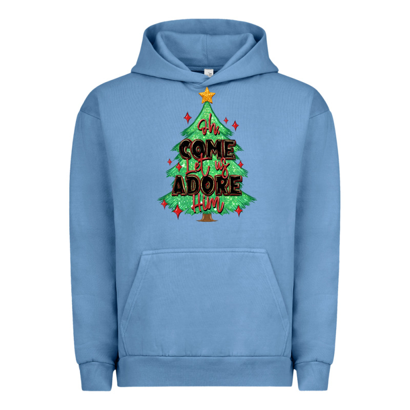 Oh Come Let Us Adore Him Christmas Tree Urban Hoodie by MaliasSmallBusiness | Teevron