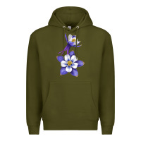 Army Green Colorado Rocky Mountain Columbine Flower Premium Hoodie - RanaPortraitStore