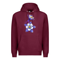 Burgundy Colorado Rocky Mountain Columbine Flower Premium Hoodie - RanaPortraitStore