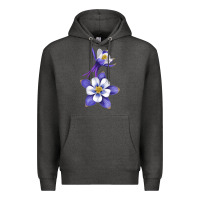 Charcoal Heather Colorado Rocky Mountain Columbine Flower Premium Hoodie - RanaPortraitStore