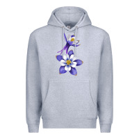 Heather Grey Colorado Rocky Mountain Columbine Flower Premium Hoodie - RanaPortraitStore