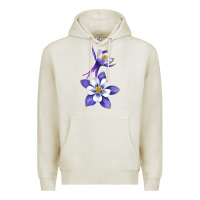 Oatmeal Heather Colorado Rocky Mountain Columbine Flower Premium Hoodie - RanaPortraitStore