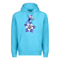 Ocean Blue Colorado Rocky Mountain Columbine Flower Premium Hoodie - RanaPortraitStore