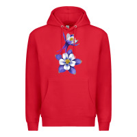 Red Colorado Rocky Mountain Columbine Flower Premium Hoodie - RanaPortraitStore