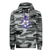 Slate Camo Colorado Rocky Mountain Columbine Flower Premium Hoodie - RanaPortraitStore