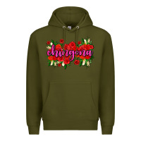 Army Green Chingona with roses Premium Hoodie - AdoDesignShop