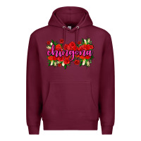 Burgundy Chingona with roses Premium Hoodie - AdoDesignShop