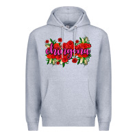 Heather Grey Chingona with roses Premium Hoodie - AdoDesignShop