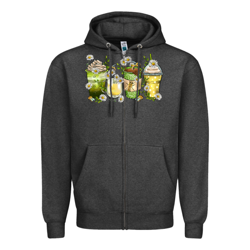 Daisy Coffee Cups Zipper Hoodie by Zillion Design Studio | Teevron