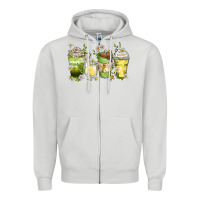 Dove Grey daisy coffee cups Zipper Hoodie - Zillion Design Studio