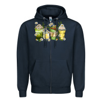 Navy daisy coffee cups Zipper Hoodie - Zillion Design Studio