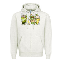Oatmeal Heather daisy coffee cups Zipper Hoodie - Zillion Design Studio