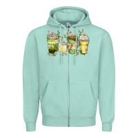 Seafoam daisy coffee cups Zipper Hoodie - Zillion Design Studio