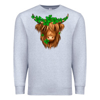 Heather Grey St. Patrick’s Day Long Hair Shaggy Cow Premium Sweatshirt - Jasminsmagicworld