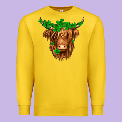 St. Patrick’s Day Long Hair Shaggy Cow Premium Sweatshirt Designed By Jasminsmagicworld