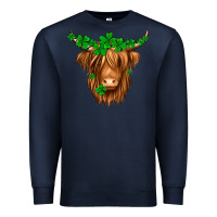 Navy St. Patrick’s Day Long Hair Shaggy Cow Premium Sweatshirt - Jasminsmagicworld