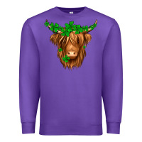 Purple St. Patrick’s Day Long Hair Shaggy Cow Premium Sweatshirt - Jasminsmagicworld