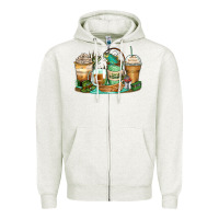 Oatmeal Heather fishing coffee cups Zipper Hoodie - Zillion Design Studio
