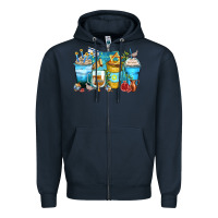 Navy hanukkah coffee cups Zipper Hoodie - Zillion Design Studio
