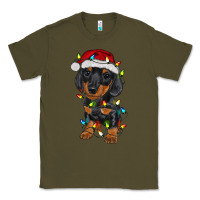 Army Green dachshund puppy christmas lights Classic Tee - RanaPortraitStore