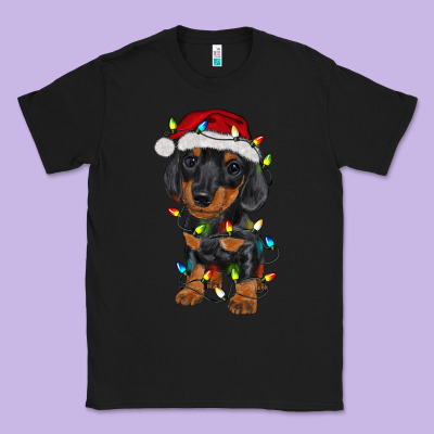 Dachshund Puppy Christmas Lights Classic Tee Designed By Ranaportraitstore