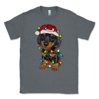 Charcoal Heather dachshund puppy christmas lights Classic Tee - RanaPortraitStore
