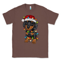 Chestnut dachshund puppy christmas lights Classic Tee - RanaPortraitStore