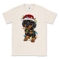 Natural dachshund puppy christmas lights Classic Tee - RanaPortraitStore