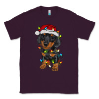 Plum dachshund puppy christmas lights Classic Tee - RanaPortraitStore