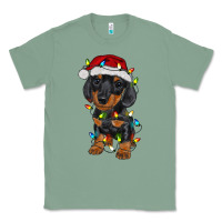 Sage dachshund puppy christmas lights Classic Tee - RanaPortraitStore