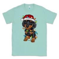 Seafoam dachshund puppy christmas lights Classic Tee - RanaPortraitStore